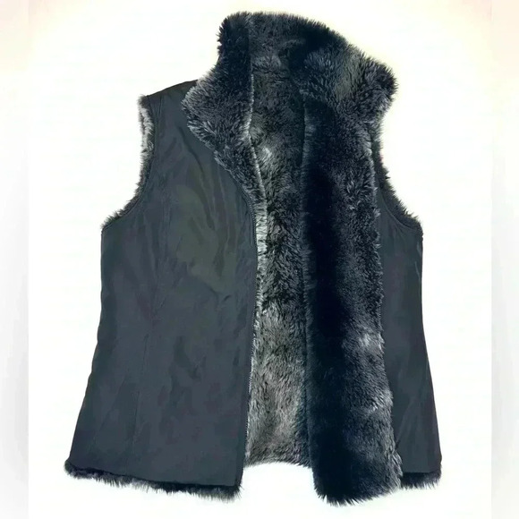KRISTEN BLAKE Women’s REVERSIBLE SOFT WARM FAUX FUR HOODED VEST Size- Large - Picture 10 of 12